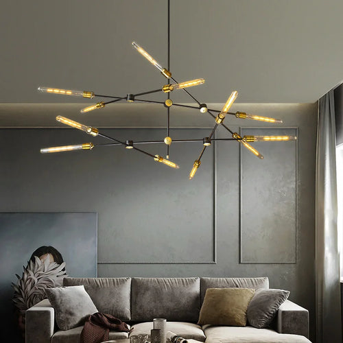 lustre en tube de verre design nordique pour décoration intérieure - vue 3 sur 12