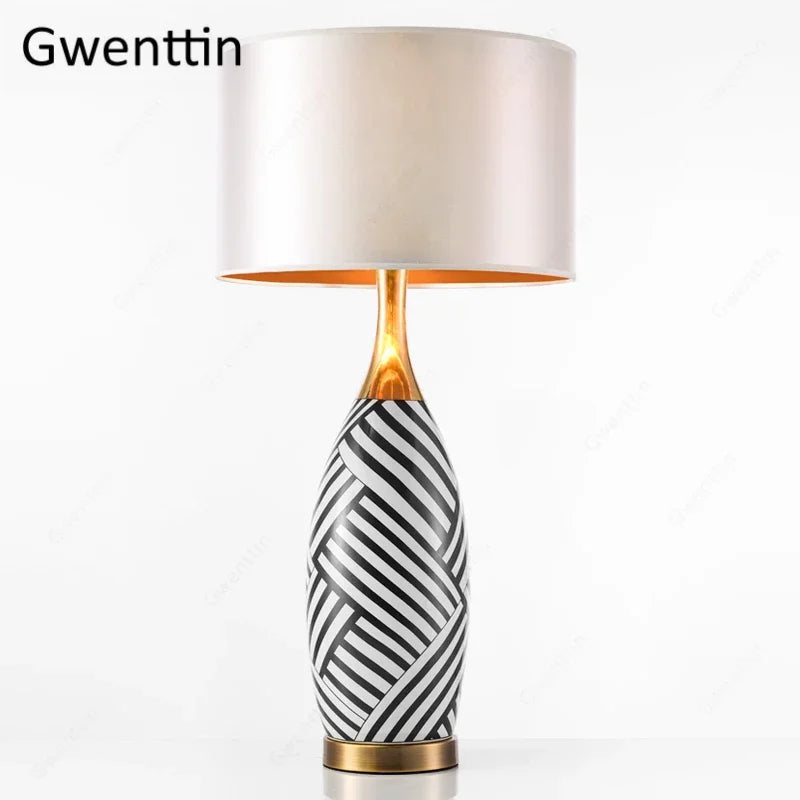 lampe à poser moderne en céramique motif zèbre pour décoration intérieure - vue 5 sur 7