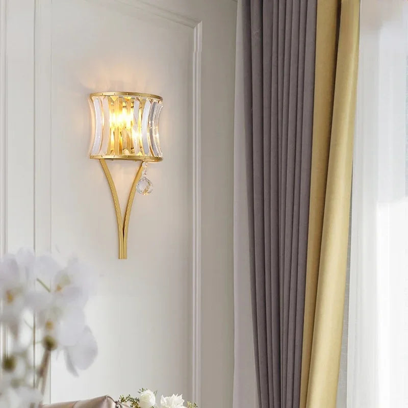 Applique murale Led en cristal noir doré - vue 4 sur 8