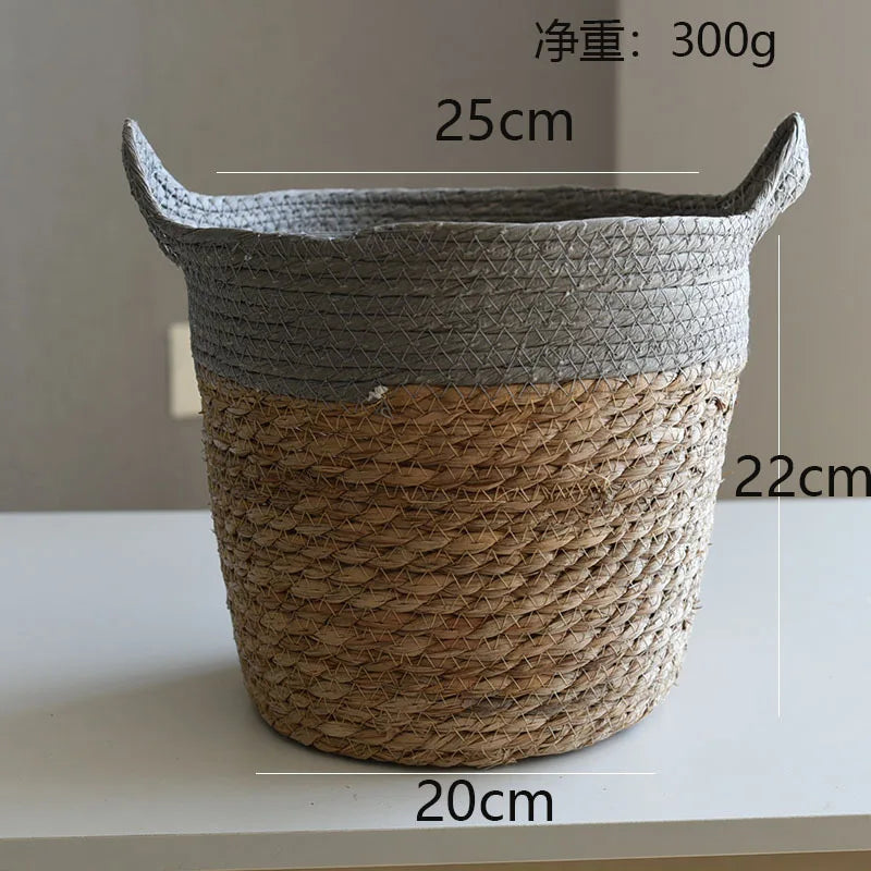 panier de rangement en paille pour décoration artisanale moderne - vue 11 sur 12