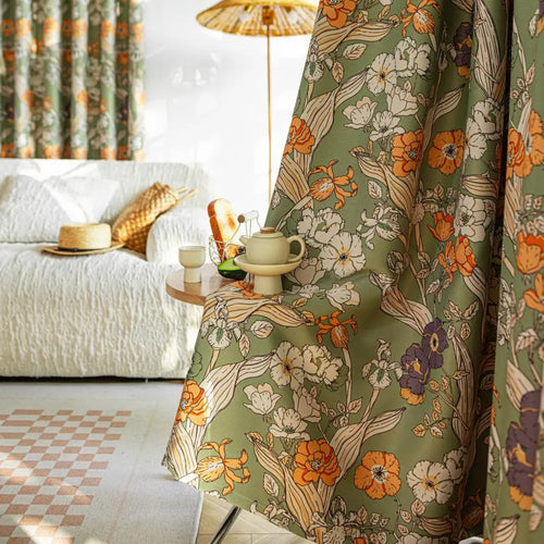 Rideau occultant motif floral moderne pour salon chambre