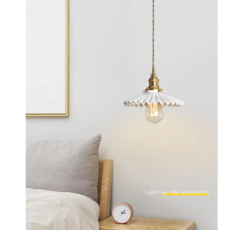 Lamp Modern LED Minimalist Creative Pendant Light, White Ceramic Pendant Lamp For Bedroom Bedside Bar Living Room Kitchen Isla - vue 3 sur 11