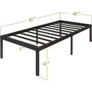3500lbs Heavy Duty,18 Inch Metal Platform Bed Frame Steel Slat Mattress Foundation/Reinforced Platform/Noise Free/Easy Assembly