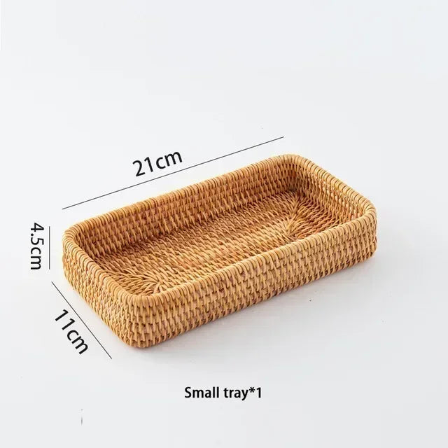 panier de rangement tissé en rotin pour cuisine et pique-nique - vue 15 sur 22