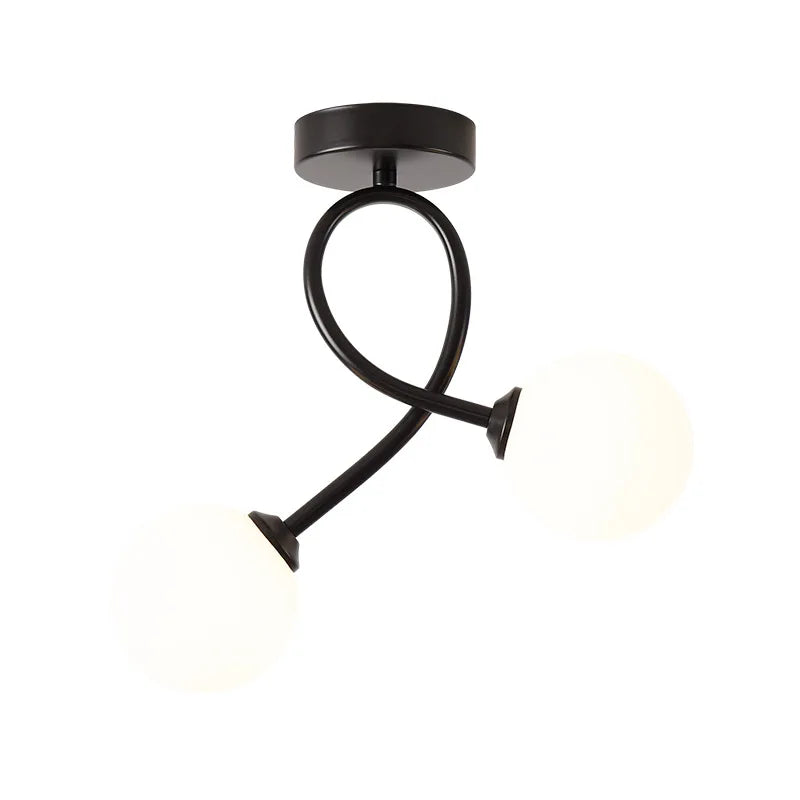 Plafonnier verre noir or intérieur couloir balcon entrée vestiaire luminaire - vue 7 sur 8