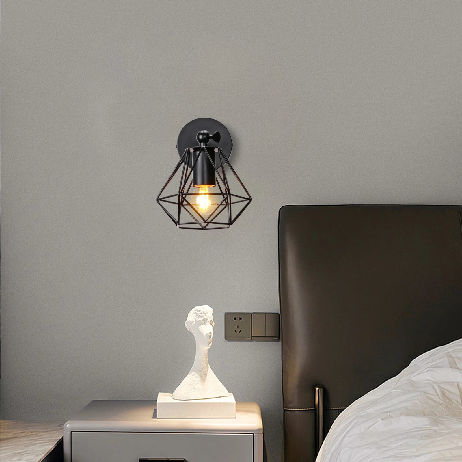 applique murale loft industriel led vintage cage abat-jour - vue 4 sur 10