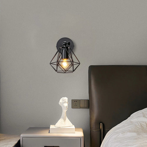 applique murale loft industriel led vintage cage abat-jour