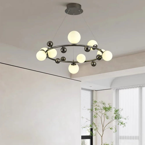 suspension moderne en métal et verre décorative avec fil réglable