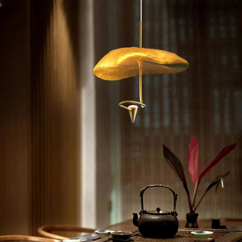 lustre art déco led en cuivre avec fil réglable - vue 5 sur 10