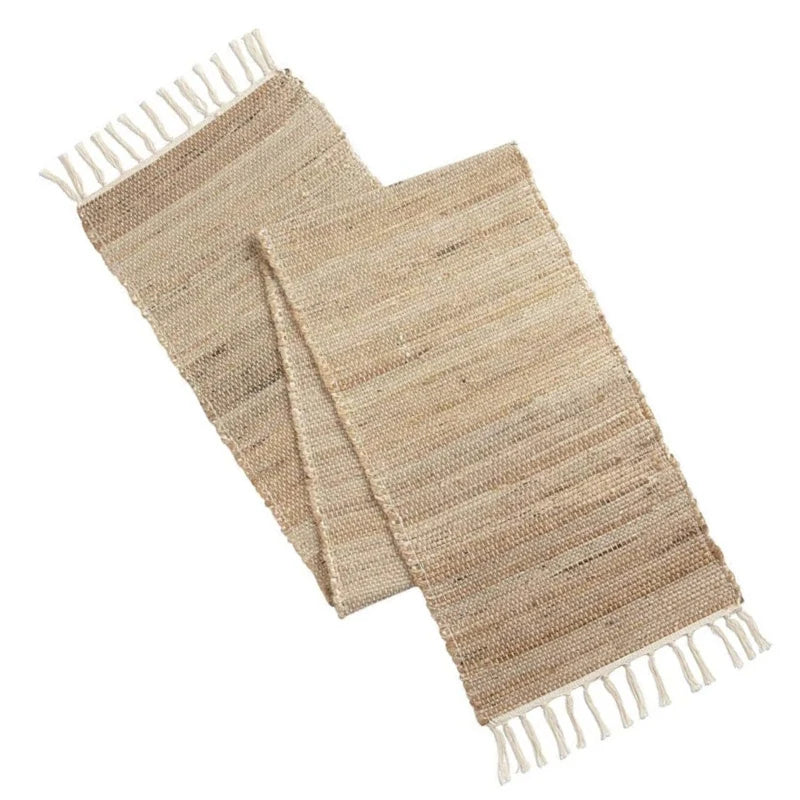 Chemin de table jute rustique avec pompons tresse - vue 6 sur 7