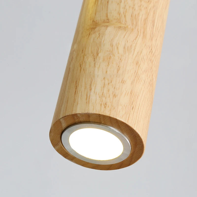 lampes suspendues modernes en bois éclairage intérieur led - vue 4 sur 8
