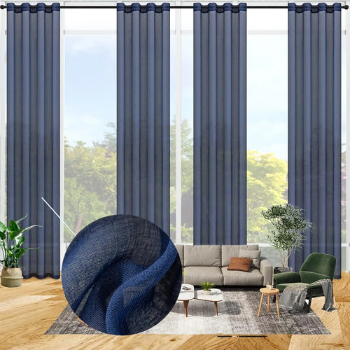 Voilage rideau faux lin sur mesure extra long - vue 6 sur 10