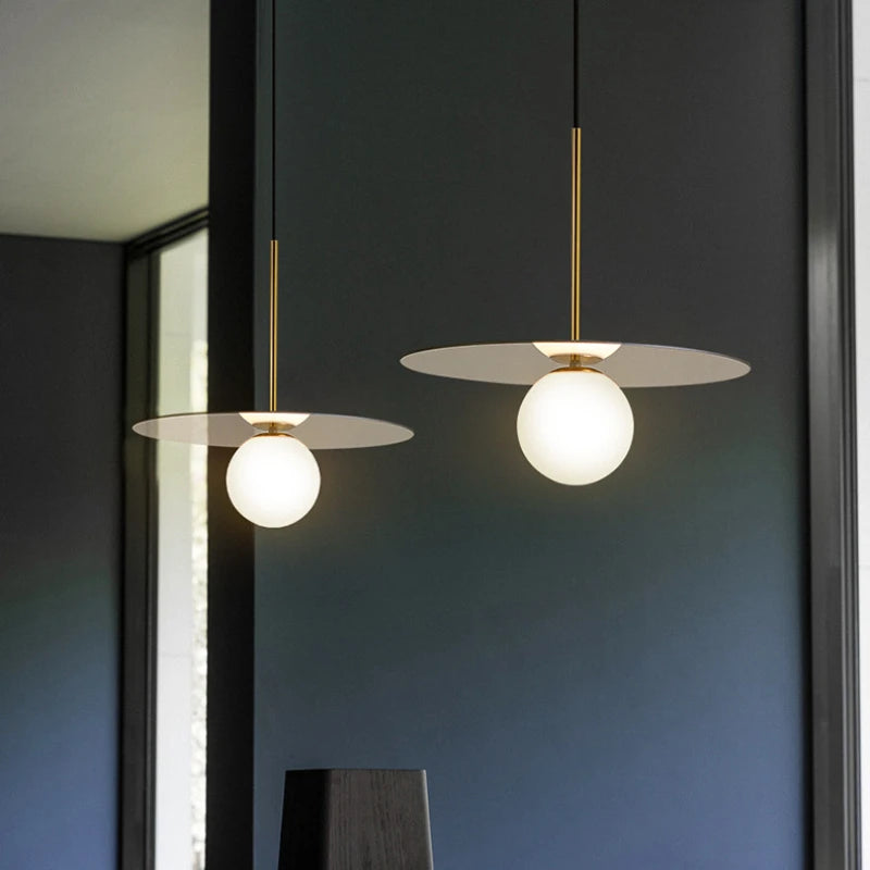 suspension modernes en verre led pour bar restaurant nordique