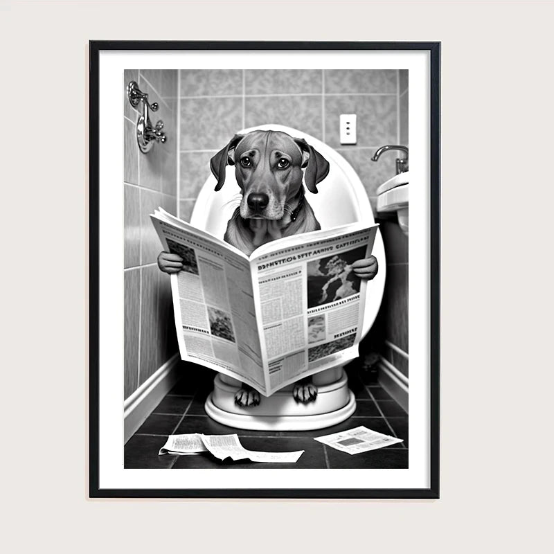 décoration murale humoristique animaux assis sur toilettes