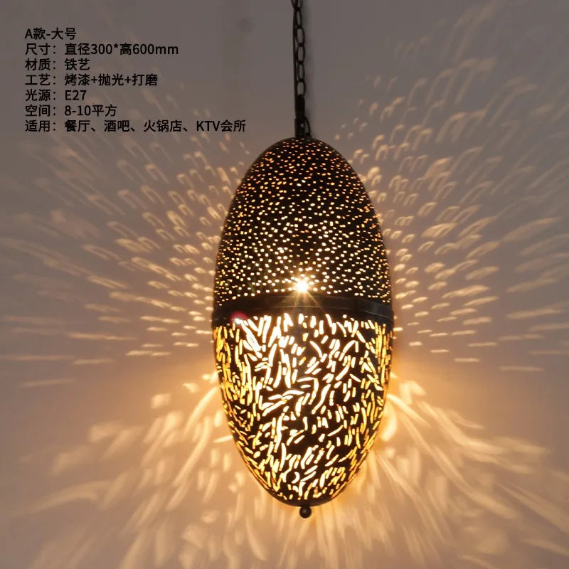 Saudi vintage hollow carved pendant light with decorative LED