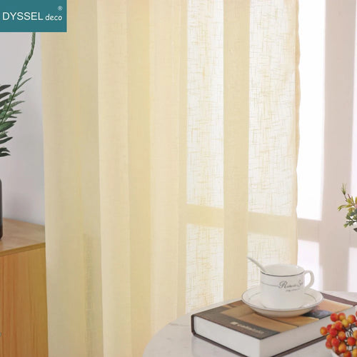 Voilage léger effet lin rayé pour salon chambre - vue 2 sur 6