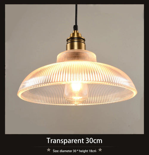 suspension Creative vintage rayure pot couverture verre lumières américain salon lampe Simple Restaurant Bar lampe LED E27 lumière - vue 9 sur 10