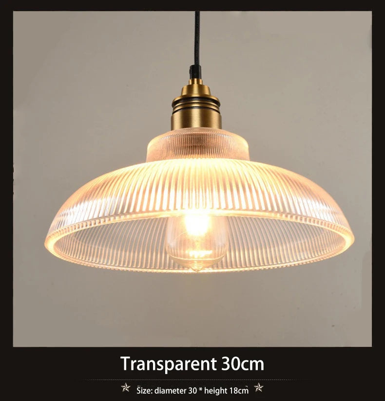 suspension Creative vintage rayure pot couverture verre lumières américain salon lampe Simple Restaurant Bar lampe LED E27 lumière - vue 8 sur 10