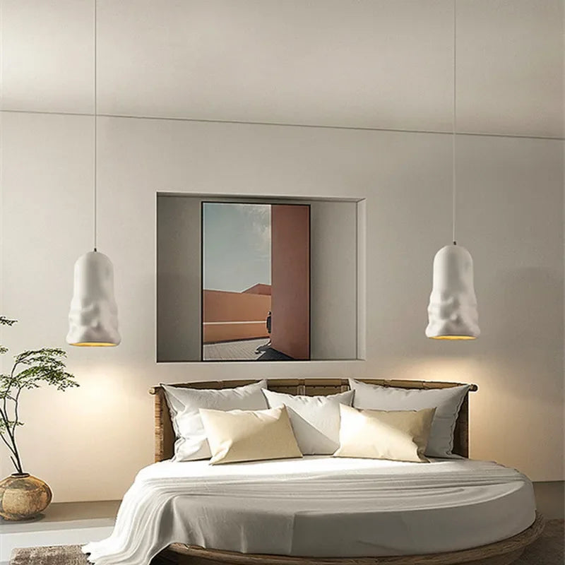 Designer Wabi Sabi salle à manger lampes suspendues français crémeux vent Loft chambre café lustre lampe barre Table LED décor à la maison