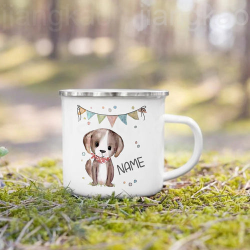Mug enfant personnalisé animal cartoon émail avec anse