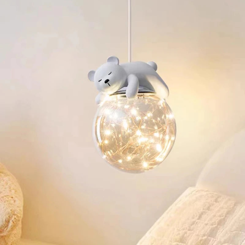 lustre moderne mignon pour chambre d'enfants ours et lapin - vue 2 sur 8