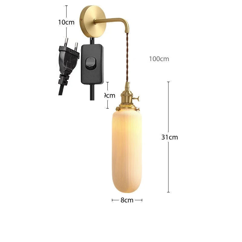 Applique murale dorée moderne céramique fil ajustable LED - vue 21 sur 23