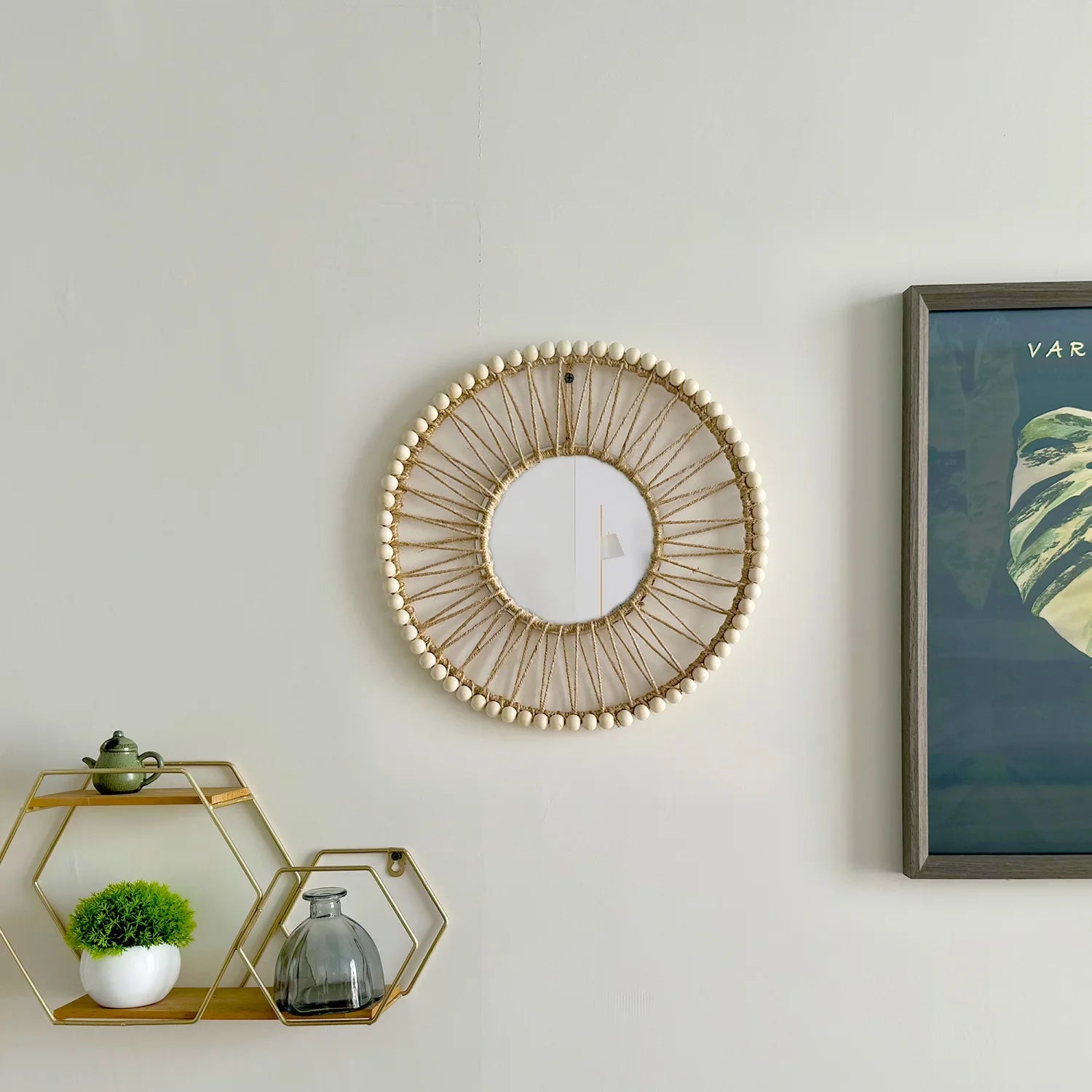 miroir décoratif nordique tissé à la main pour intérieur élégant - vue 6 sur 7
