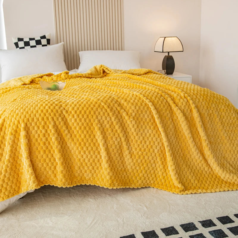 plaid doux moelleux motif carreaux couvre lit canape - vue 4 sur 7