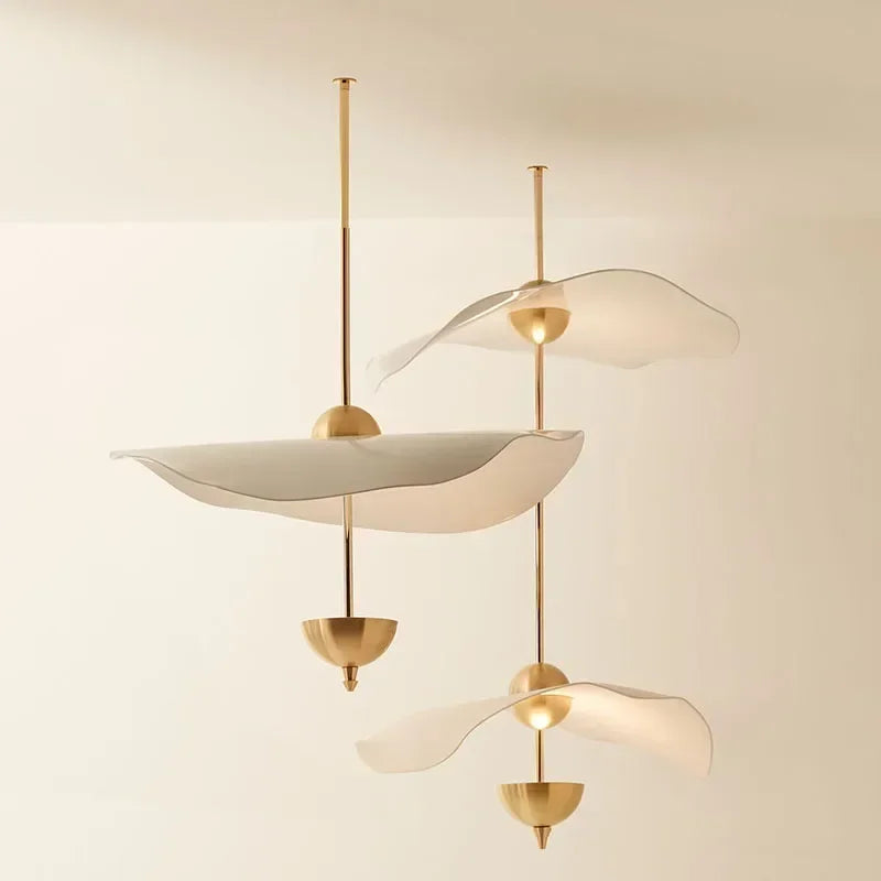 lustre nordique suspendu en acrylique art feuille de lotus moderne - vue 2 sur 11