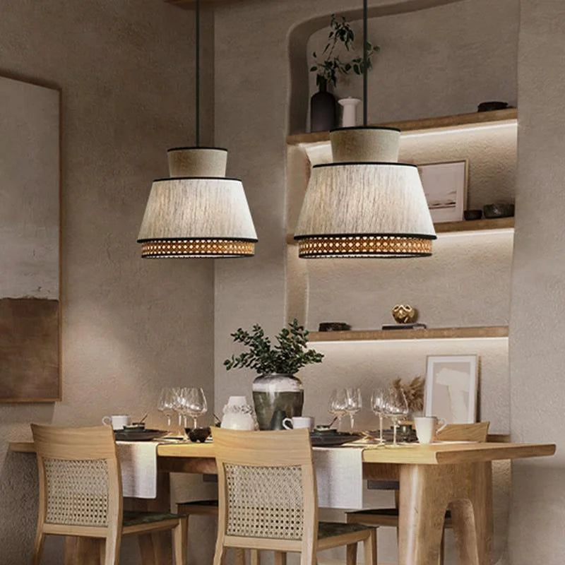 suspension vintage en rotin tissé à la main pour décoration intérieure