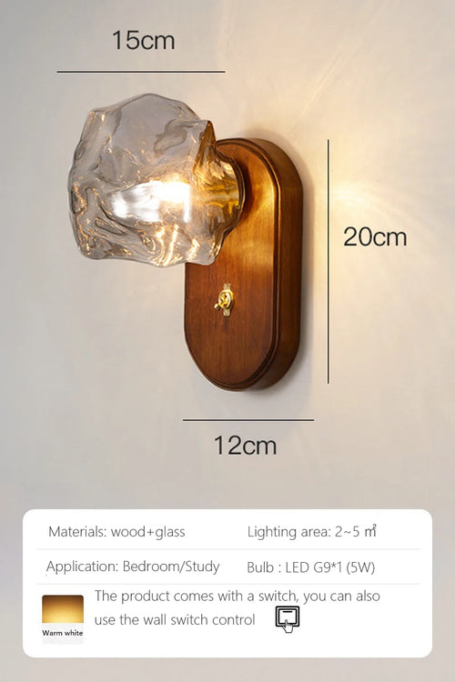 applique murale moderne en bois design nordique avec éclairage led - vue 9 sur 9