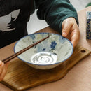 Assiettes céramique émaillée motif floral style japonais