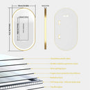LED Bathroom Mirror Oval Illuminated Wall Mirror Aluminum Gold Frame Memory Anti-fog 3 Changeable Color, IP56 800/1000/1200MM
