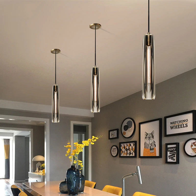 suspension en cristal postmoderne tout cuivre loft luminaires - vue 4 sur 10