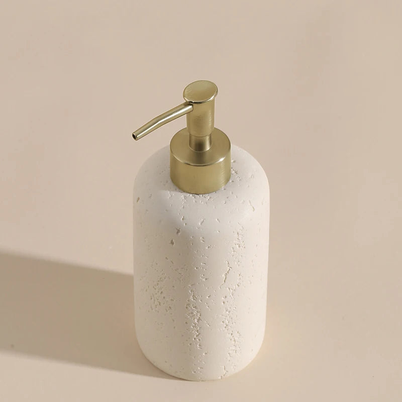 Retro Natural Stone Press on Shower Gel Dispensing Bottle, Home Storage Bottles, Bathroom Appliances, Wash Basin, Tabletop Ornam - vue 7 sur 12