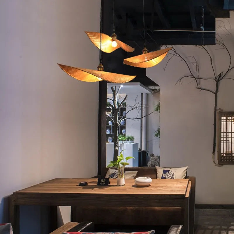 lustre en bambou style japonais pour décoration zen asiatique - vue 4 sur 11