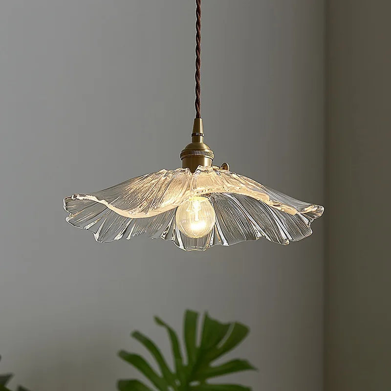 suspension rétro en laiton verre forme fleur décoration maison