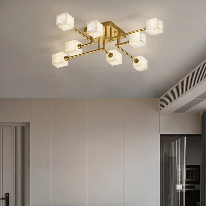 Lampe de salon en marbre et laiton naturel de luxe - vue 4 sur 14