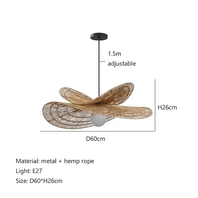 Wabi sabi style pendant light, rattan woven light, dining room home decoration, bedroom living room pendant light