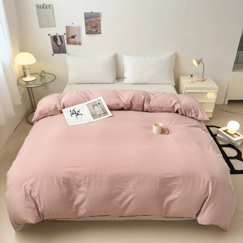 housse de couette en coton unie avec fermeture éclair