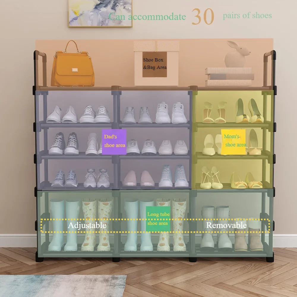 étagère à chaussures multicouche gain de place en métal - vue 7 sur 11