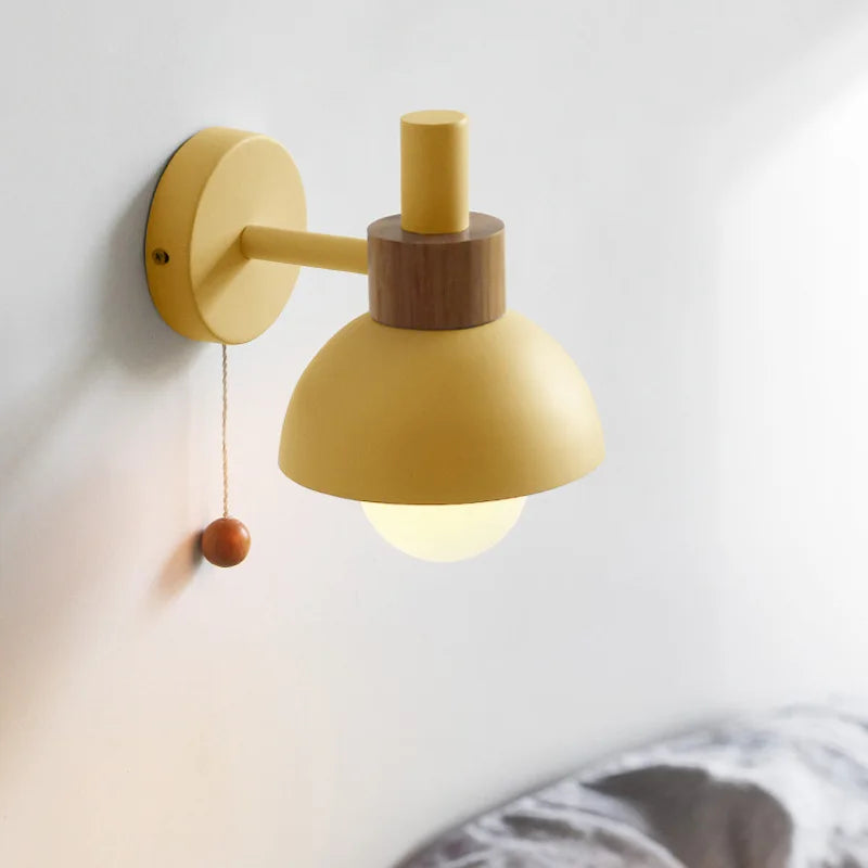 applique murale en bois avec interrupteur à tirette design nordique - vue 5 sur 10