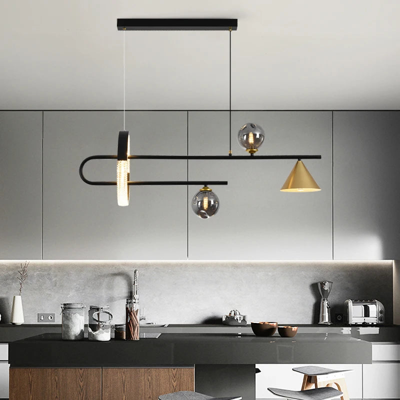 lustre style nordique moderne avec ampoule led en verre - vue 4 sur 8