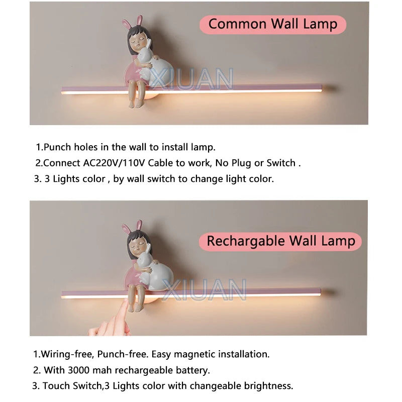 applique murale en forme de lapin pour décoration enfant - vue 7 sur 17