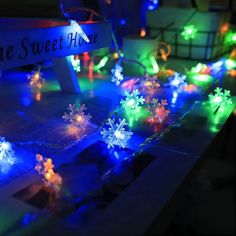 guirlande lumineuse flocon de neige pour décorations de Noël et fêtes - vue 5 sur 9