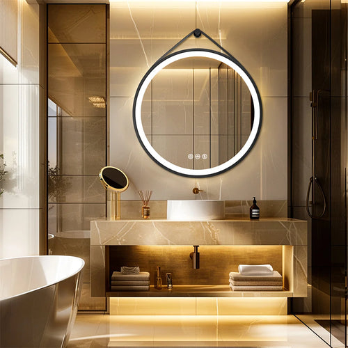 miroir rond avec capteur tactile et lumières led - vue 2 sur 9