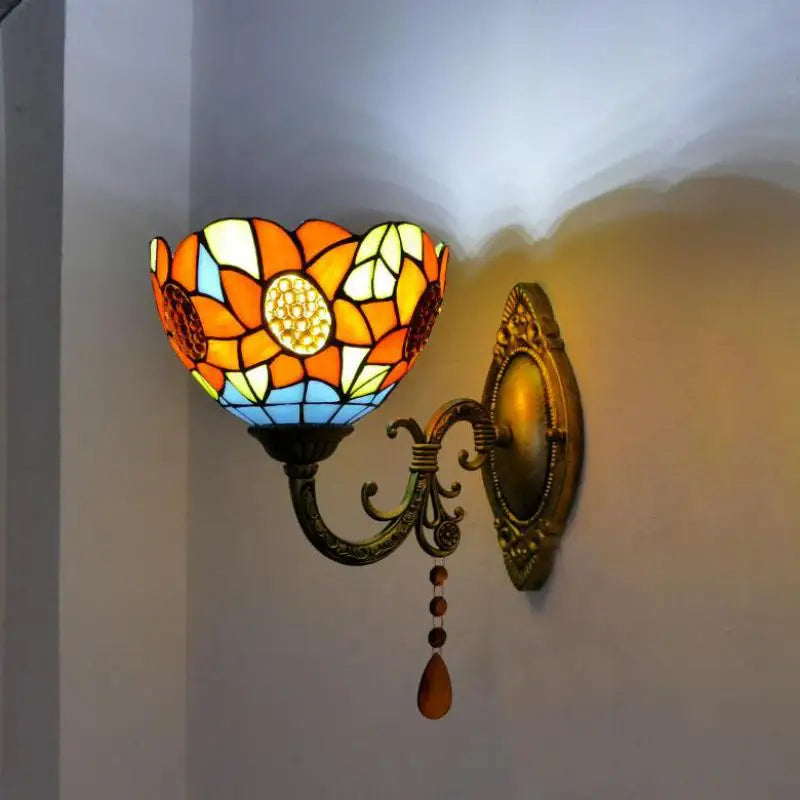 applique murale en verre méditerranéen style vintage éclairage LED - vue 5 sur 10
