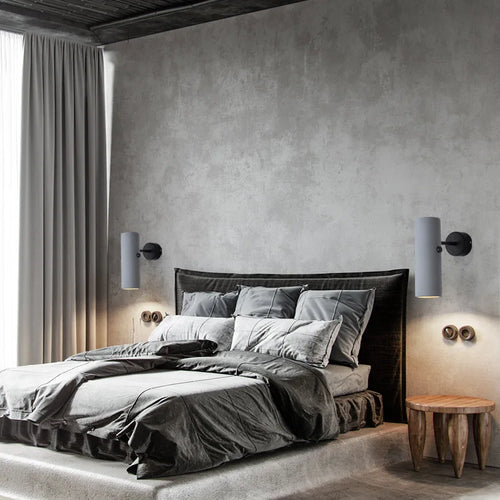 Applique murale avec spot LED réglable gris ciment style industriel - vue 3 sur 7