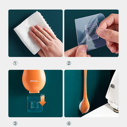 Soft Silicone Toilet Brushes with Hanging Holder Set, Wall-Mounted, Long Handled Cleaning Brush, Hygienic Bathroom Accessories - vue 7 sur 9