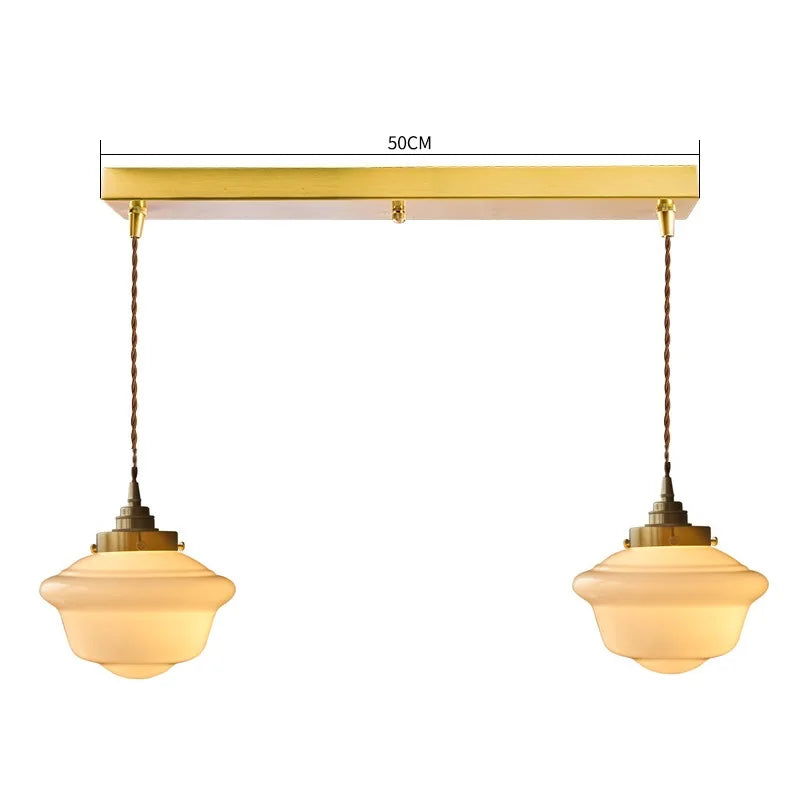 Suspension nordique moderne douille en cuivre abat-jour en verre blanc chambre salon suspension LED luminaires - vue 26 sur 30